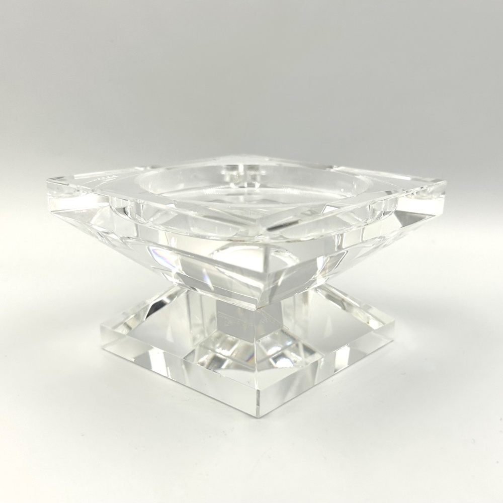 Rosenthal Clear Crystal Pillar Candle Holder Modernist Faceted